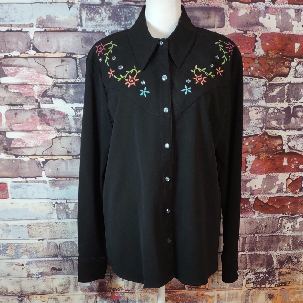 Sage West Embroidered Pearl Snap Western Shirt